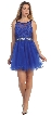 Lace Bodice Jewel Waist Short Tulle Homecoming Party Dress — in Royal Blue