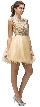 Bejeweled Mesh Bodice Cap Sleeves Short Baby Doll Dress — in Champaign