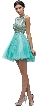 Bejeweled Mesh Bodice Cap Sleeves Short Baby Doll Dress — in Mint