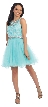 Lace Top Tulle Skirt Short Homecoming Party Dress — in Aqua