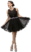 Lace Top Tulle Skirt Short Homecoming Party Dress — in Black