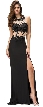 Embroidered Lace Sheer Bodice Floor Length Prom Dress — in Black