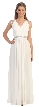V-Neck Pleated Jewels Waist Long Formal Bridesmaid Dress — in Off White