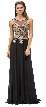Jewel Embellished Sheer Mesh Top Chiffon Prom Dress — in Black