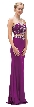 Illusion Two Piece Jewel Mesh Top Long Prom Dress — in Magenta