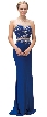 Illusion Two Piece Jewel Mesh Top Long Prom Dress — in Royal Blue