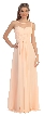 Mesh Neck Ruched Bust Long formal Bridesmaid Dress — in Peach