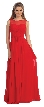 Mesh Neck Ruched Bust Long formal Bridesmaid Dress — in Red