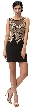 Brocade Beaded Lace Bodice Fitted Short Prom Party Dress — in Black