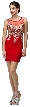Brocade Beaded Lace Bodice Fitted Short Prom Party Dress — in Red