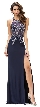 Rhinestone Sheer Mesh Bodice Floor Length Prom Dress