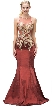 Sheer Mesh Embroidered Top Mermaid Long Prom Dress — in Burgundy