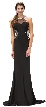 Bejeweled Sheer Mesh Top Floor Length Formal Prom Dress — in Black