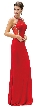 Bejeweled Sheer Mesh Top Floor Length Formal Prom Dress — in Red