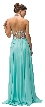 Halter Bejeweled Mesh Bodice Long Formal Prom dress  — in Mint