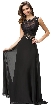 Mock Two Piece Lace Bodice Floor Length Prom Dress — in Black