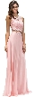 Mock Two Piece Lace Bodice Floor Length Prom Dress — in Blush