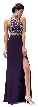 Sleeveless Beaded Top High Neck Long Formal Prom Dress — in Purple