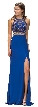 Sleeveless Beaded Top High Neck Long Formal Prom Dress