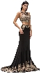 Floral Lace Accents Two Piece Long Formal Prom Dress