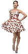 V-Neck Rose Print Jewel Waist Short Homecoming Dress