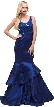 V-neck Lace Bodice Layered Skirt Formal Long Prom Dress