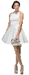 Jeweled Collar Scoop Neck Short Homecoming Party Dress — in Off White
