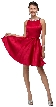 Jeweled Collar Scoop Neck Short Homecoming Party Dress — in Red