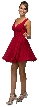 V-Neck Ruched Bodice Short Homecoming Bridesmaid Dress — in Burgundy