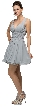 V-Neck Ruched Bodice Short Homecoming Bridesmaid Dress — in Silver