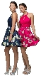 Lace Halter Top Floral Print Skirt Short Homecoming Dress — in an alternative image