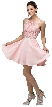 Lace Bodice Beaded Waist Short Homecoming Graduation Dress — in Blush