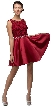 Lace Bodice Beaded Waist Short Homecoming Graduation Dress — in Burgundy