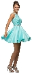 Lace Bodice Beaded Waist Short Homecoming Graduation Dress — in Mint