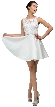 Lace Bodice Beaded Waist Short Homecoming Graduation Dress — in Off White