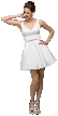 V-Neck Fit & Flare Short Homecoming Party Dress — in Off White