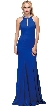 Jeweled Collar Cut Out Back Long Jersey Prom Dress — in Royal Blue
