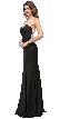 Rhinestones Mesh Neck & Back Long Formal Prom Dress — in Black