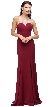 Rhinestones Mesh Neck & Back Long Formal Prom Dress — in Burgundy