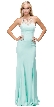 Rhinestones Mesh Neck & Back Long Formal Prom Dress