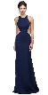 Embellished Mesh Accent Racerback Long Evening Prom Dress