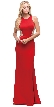 Embellished Mesh Accent Racerback Long Evening Prom Dress — in Red
