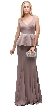 Deep V-Neck Peplum Bodice Long Formal Prom Dress