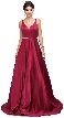 V-Neck Bejewel Waist Floor Length Puffy Prom Pageant Dress