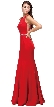 Scoop Neck Bejeweled Waist Racerback Long Prom Dress — in Navy