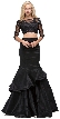 Floral Mesh Crop Top Mermaid Skirt Two Piece Prom Dress
