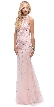 Glamorous Halter Open Back Beaded Prom Dress