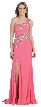 One Shoulder Web Beaded Pattern Long Prom Pageant Dress