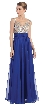 Bejeweled Mesh Bust Long Prom Pageant Dress — in Royal Blue