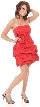 Short Strapless Party Prom Dress with Flower Applique — in Red